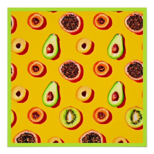 Stijlvol neon fruit patroon perfect poster (Voorkant)