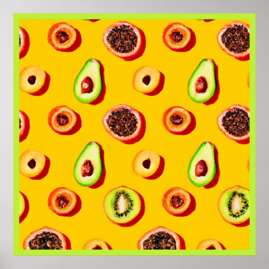 Stijlvol neon fruit patroon poster (Voorkant)