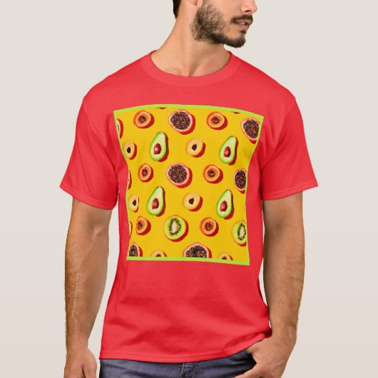 Stijlvol neon fruit patroon t-shirt (Voorkant)