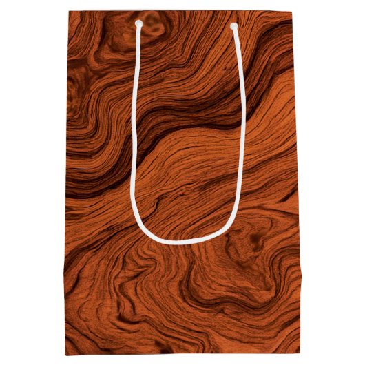 Stijlvol nep-notenhoutpatroon medium cadeauzakje (Achterkant)