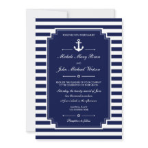 Stijlvol Nieuw Nautical Blue Wedding Invite