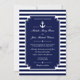 Stijlvol Nieuw Nautical Blue Wedding Invite Kaart