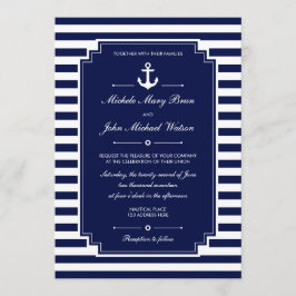 Stijlvol Nieuw Nautical Blue Wedding Invite Kaart