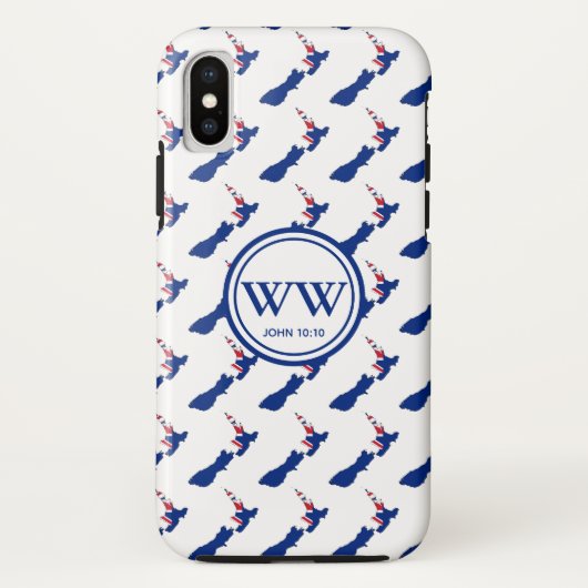 Stijlvol NIEUW-ZEELAND Monogram Overvloedig Leven Case-Mate iPhone Case (Achterkant)