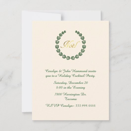 Stijlvol Noel Wreath Holiday Party Uitnodiging (Voorkant)