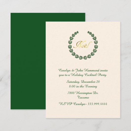 Stijlvol Noel Wreath Holiday Party Uitnodiging (Voorkant / Achterkant)