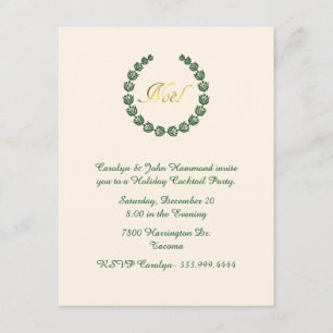 Stijlvol Noel Wreath Holiday Party Uitnodiging