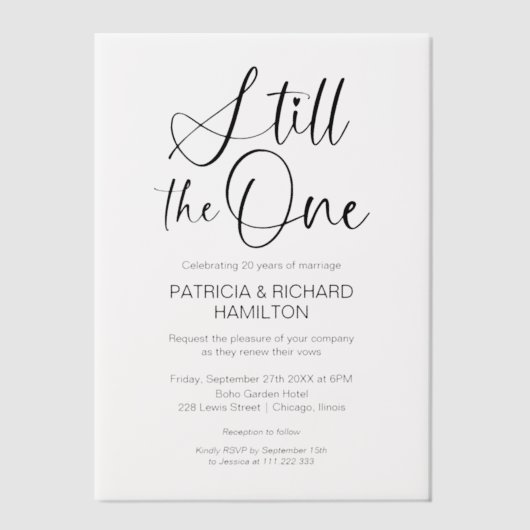 Stijlvol nog steeds de ene trouwgelofte vernieuwin vellum uitnodigingen (Voorkant)