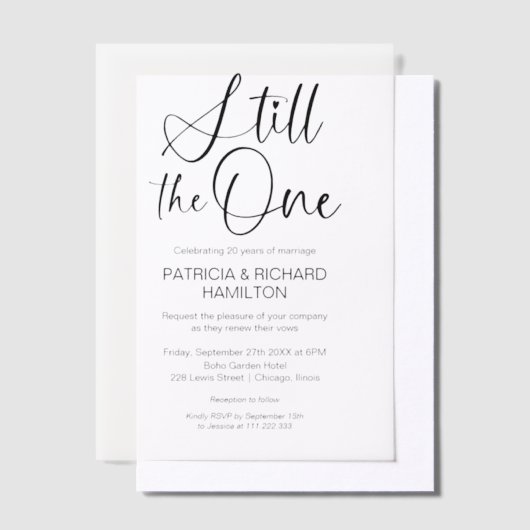 Stijlvol nog steeds de ene trouwgelofte vernieuwin vellum uitnodigingen (Offset)