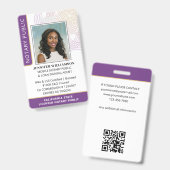 Stijlvol Notaris Openbaar Foto QR Code ID Paars Badge (Voor- en achterkant)