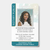 Stijlvol Notaris Openbaar Foto QR-code ID Teal Bad Badge (Voorzijde)