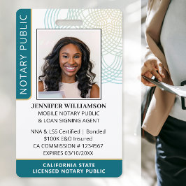 Stijlvol Notaris Openbaar Foto QR-code ID Teal Bad Badge