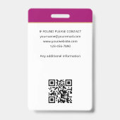 Stijlvol Notary Public Foto QR-code ID Magentarood Badge (Achterkant)