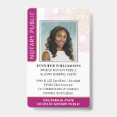 Stijlvol Notary Public Foto QR-code ID Magentarood Badge (Voorzijde)