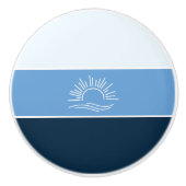 Stijlvol Ocean Blue Stripes Zee Keramische Knop (Voorkant)