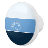 Stijlvol Ocean Blue Stripes Zee Keramische Knop (Rechts)