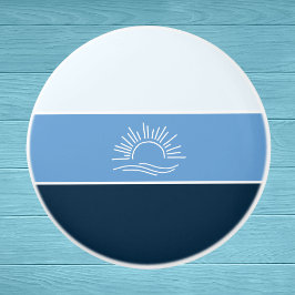 Stijlvol Ocean Blue Stripes Zee Keramische Knop