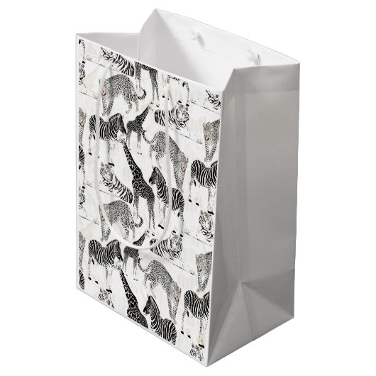 Stijlvol Oerwoud-dierenpatroon Medium Cadeauzakje (Achterkant Gekanteld)