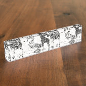 Stijlvol Oerwoud-dierenpatroon Naambordje (Zijkant)