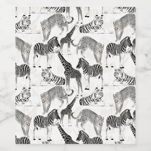 Stijlvol Oerwoud-dierenpatroon Wijn Etiket (Enkel label)