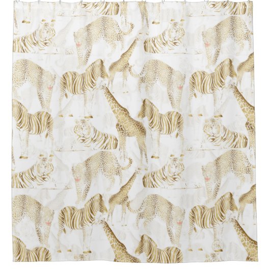 Stijlvol Oerwoud Wilde Dieren Patroon Douchegordijn (Voorkant)