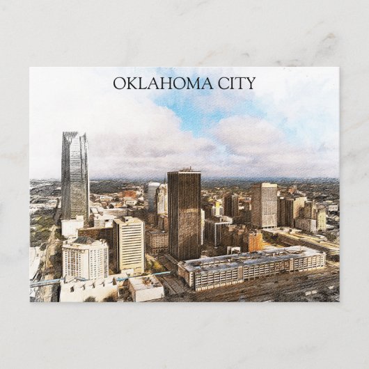 Stijlvol Oklahoma City Cityscape Panorama Uitzicht Briefkaart (Voorkant)