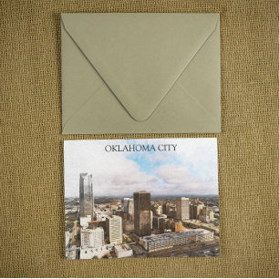 Stijlvol Oklahoma City Cityscape Panorama Uitzicht Briefkaart