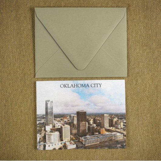 Stijlvol Oklahoma City Cityscape Panorama Uitzicht Briefkaart