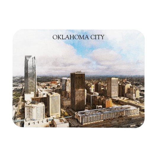 Stijlvol Oklahoma City Cityscape Panorama Uitzicht Magneet (Horizontaal)