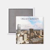 Stijlvol Oklahoma City Cityscape Panorama Uitzicht Magneet (Voorkant / Achterkant)