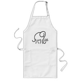 Stijlvol olifant met zwart-wit monogram lang schort