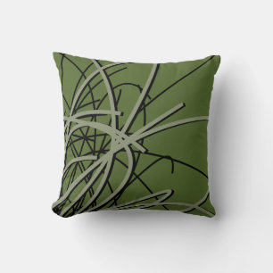 Stijlvol Olive Green & Black Elegant Abstract Kussen
