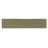 Stijlvol Olive Green Damask Korte Tafelloper (Horizontaal)