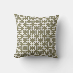 Stijlvol Olive Green Geometric Pattern Kussen