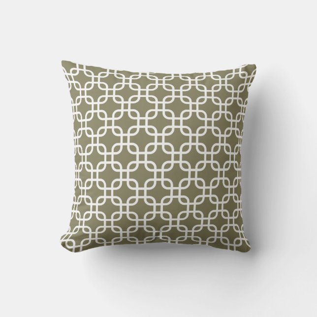 Stijlvol Olive Green Geometric Pattern Kussen (Voorkant)
