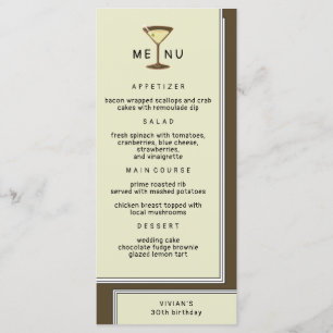 Stijlvol Olive Martini Verjaardagsdiner Menu