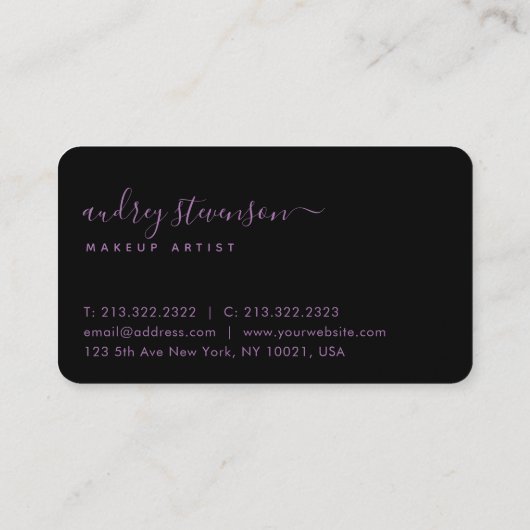 Stijlvol ombre Violet Beauty Waterverf Script Visitekaartje (Achterkant)