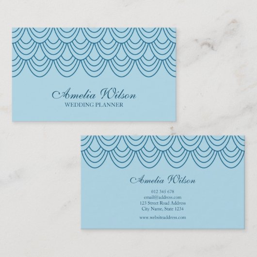 Stijlvol omtrek blauw geometrisch patroon visitekaartje (Voorkant / Achterkant)