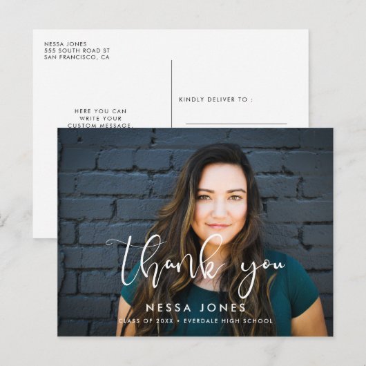Stijlvol ontwerp Foto afstuderen Hartelijk dank Briefkaart (Voorkant / Achterkant)