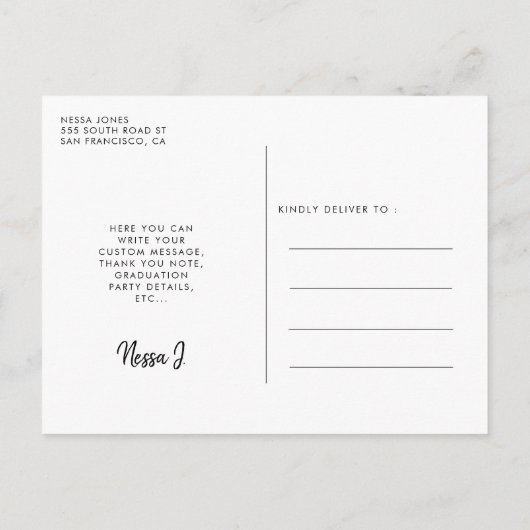 Stijlvol ontwerp Foto afstuderen Hartelijk dank Briefkaart (Achterkant)