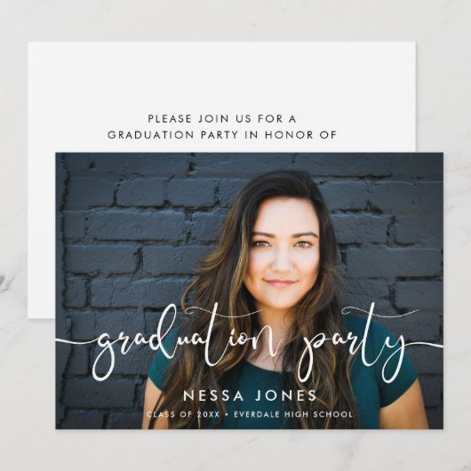 Stijlvol ontwerp Fotograduatie party-uitnodiging Aankondiging (Voorkant / Achterkant)