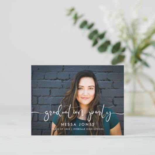 Stijlvol ontwerp Fotograduatie party-uitnodiging Briefkaart (Staand voorkant)