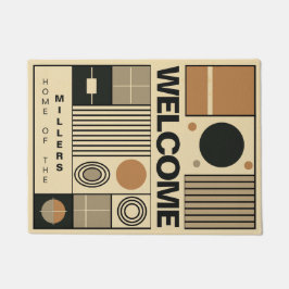 Stijlvol ontwerp in Bauhaus-stijl met familienaam Deurmat