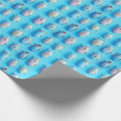 Stijlvol ontwerp met pastelsnoepjes tegen een leve cadeaupapier (Hoek)