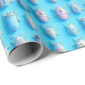 Stijlvol ontwerp met pastelsnoepjes tegen een leve cadeaupapier (Rol Hoek)