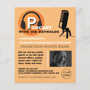 Stijlvol ontwerp, poocaster, podcast Adverteren Flyer