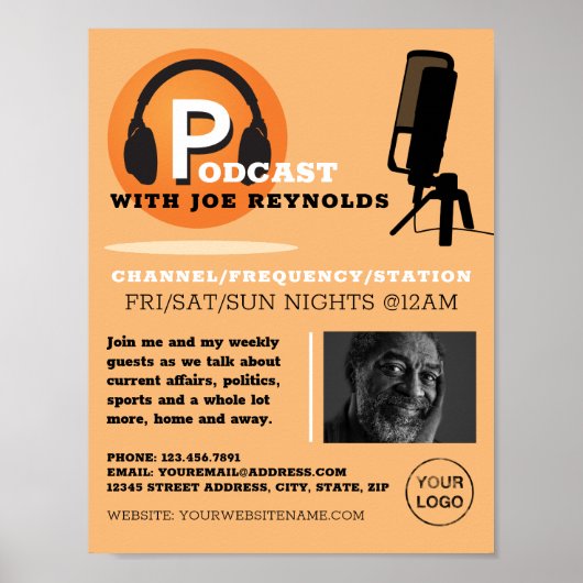 Stijlvol ontwerp, poocaster, podcast Adverteren Poster (Voorkant)