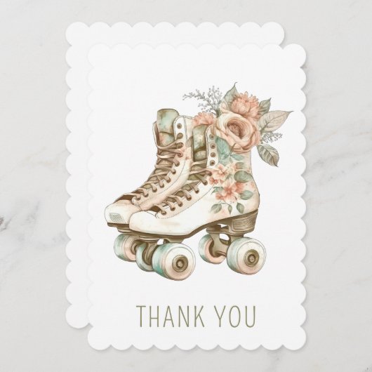 Stijlvol  ontwerp van de Floral Retro Roller-Schaa Kaart (Voorkant / Achterkant)