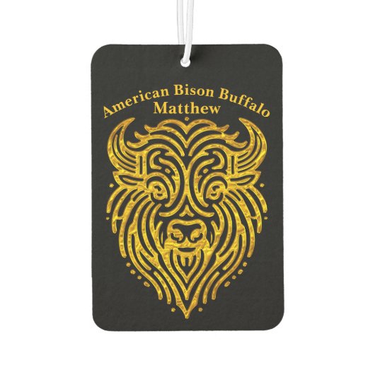 Stijlvol ontwerp van een gouden bizon Buffalo Head Luchtverfrisser (Achterkant)