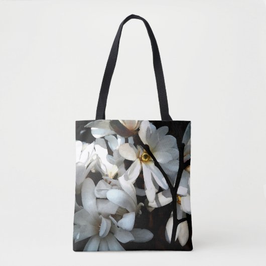Stijlvol ontwerp voor magnoliebloem zwart wit tote bag (Voorkant)